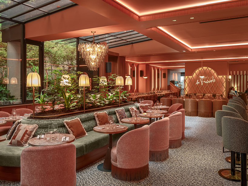 vibrant fabrics ornament restaurant interiors by maison malapert in paris fashion district