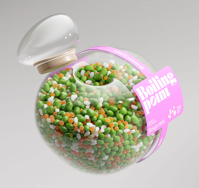boiling point translates water bubble geometry into recyclable eco-plastic food containers