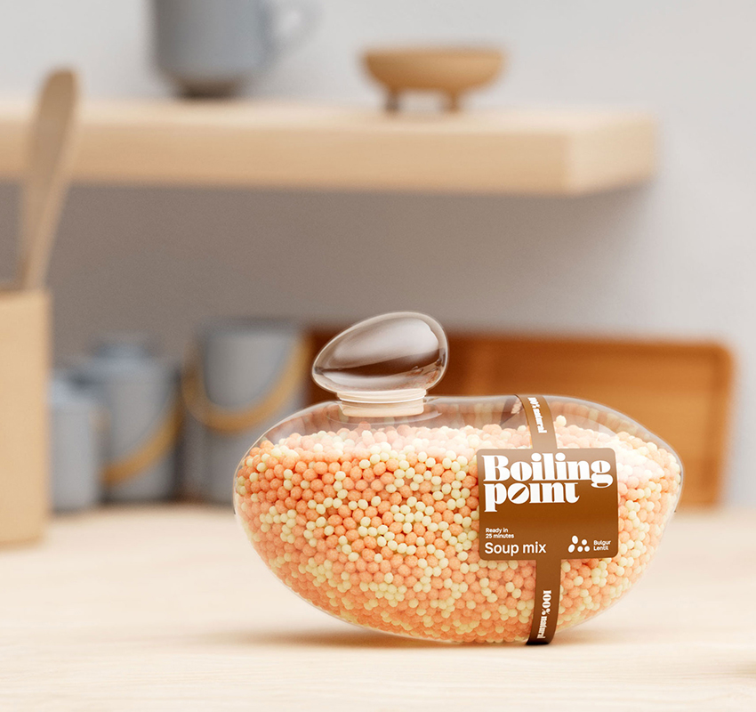 boiling point translates water bubble geometry into recyclable eco-plastic food containers