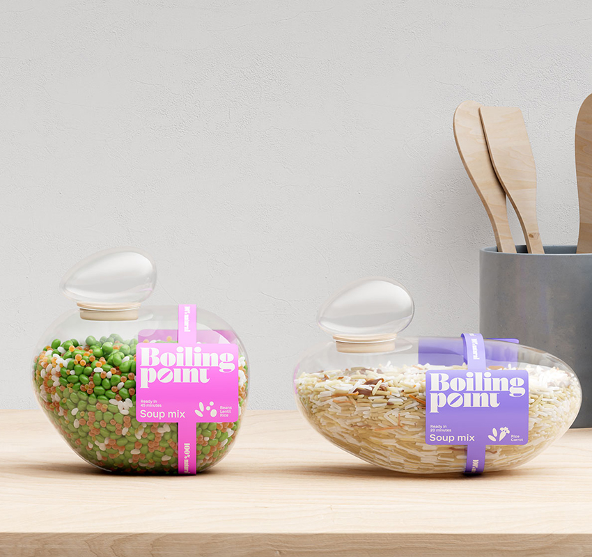 boiling point translates water bubble geometry into recyclable eco-plastic food containers
