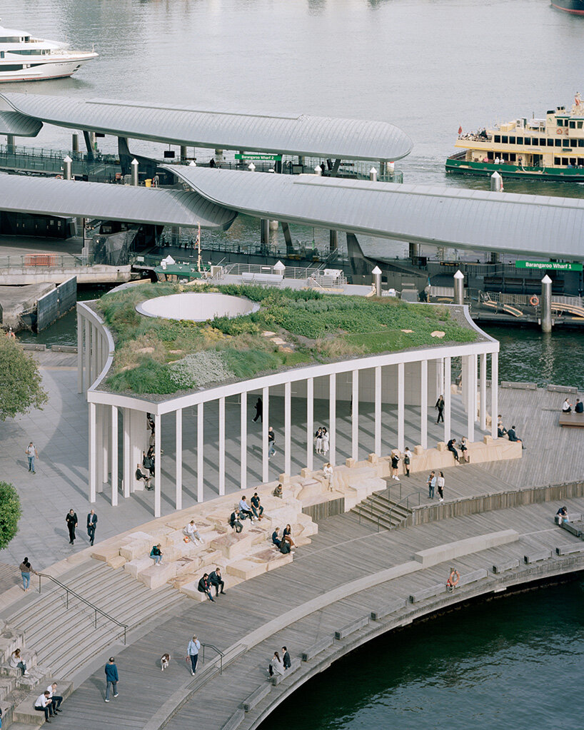 landscape roof tops besley & spresser's pavilion in sydney, made from recycled oyster shells