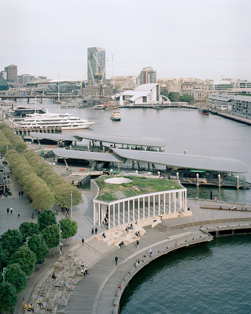 landscape roof tops besley & spresser's pavilion in sydney, made from recycled oyster shells