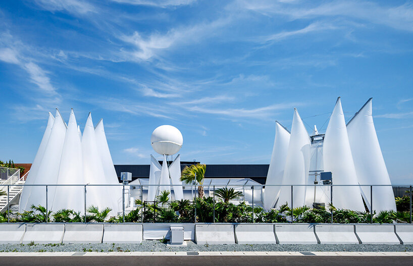 membrane structures shape experimental sauna complex by KOMPAS at expo 2025 osaka