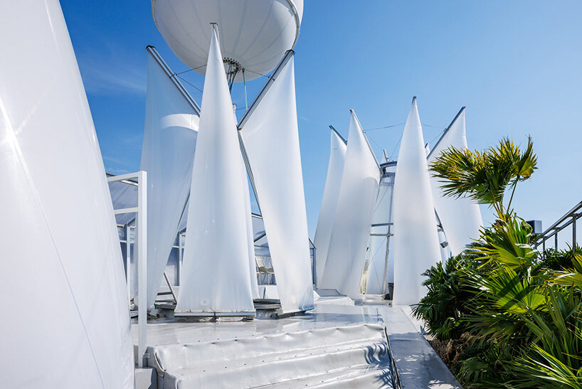 membrane structures shape experimental sauna complex by KOMPAS at expo 2025 osaka