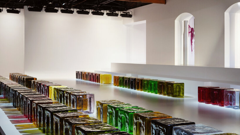 lucid murano blown-glass stools mimic sea waves at bottega veneta summer 2026 show